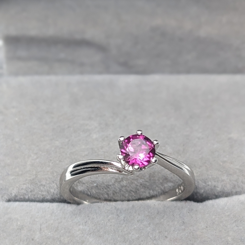 New Sterling Silver 0.50ct Pink Raspberry Rhodolite Garnet Ring Size 8 925 Rare